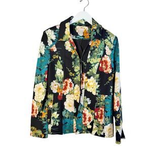 Chico's Floral Ponte Knit Stretch Blazer Floral Print Size 1